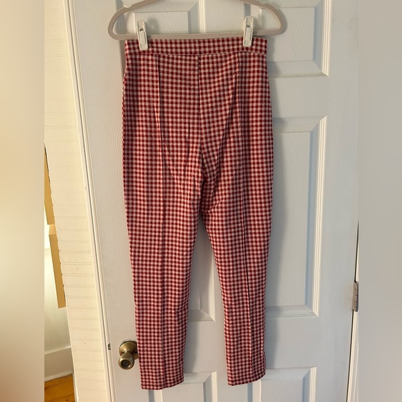 Free People Red and White Checkered Skinny Trouser - Picture 3 of 7